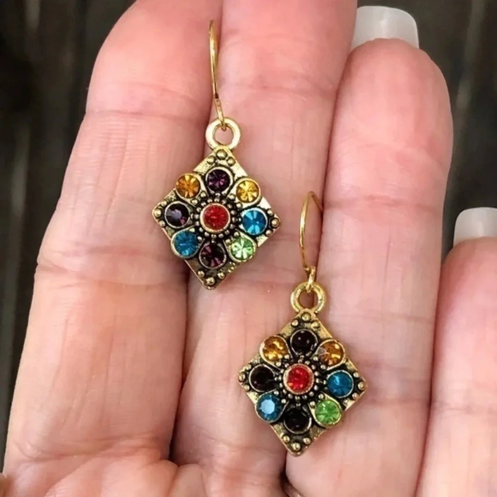 3 for $25/ Gorgeous Multicolor Colorful Rainbow Boho Gold Tone Drop Earrings NWT